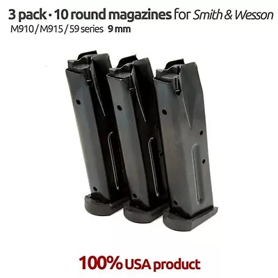 3 Magazines For S&W 595906 Marlin Camp 9mm 10 Round Blue Steel • $45
