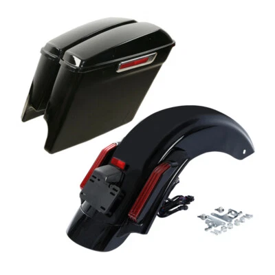 Stretched Saddlebags Rear Fender Fit For Harley Electra Glide Baggers 2014-2024