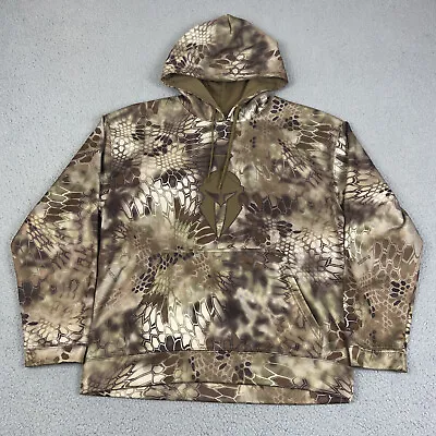 Kryptek Hoodie Mens Medium Brown Highlander Camo Pullover Logo Hunting Jacket • $38.99