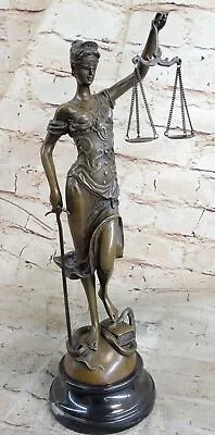 LAWYER LAW STUDENT GRADUATION GIFT Lady Blind Justice Bronze Marble Base Statue • £235.89