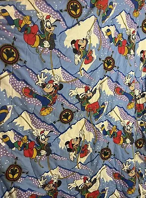 Vintage Mickey Mouse And Goofy Mountain Climbing Comforter Twin 100% Cotton • $25