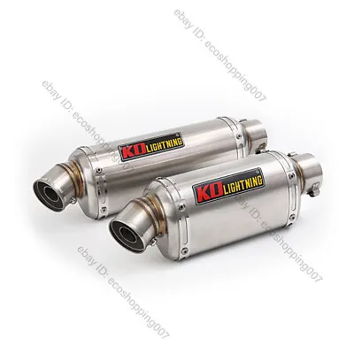 Universal Exhaust Muffler Pipe Silencer Slip 51mm Motorcycle With Metal Sticker • $86.38