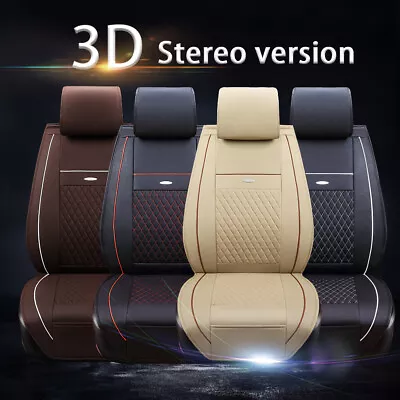  5-Seats 3D Car Seat Cover Leather Front Rear Cushion Full Set Pad Mat Universal • $69.98