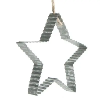 Package Of 6 Primitive Corrugated Galvanized Tin Star Ornaments For Home De • £15.90