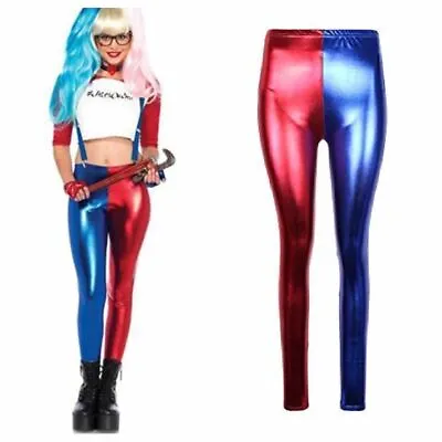 £7.95 • Buy New Ladies Suicide Harley Quinn Costume Metallic Shiny Look Pants Legging