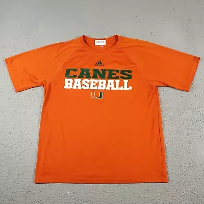 Adidas Miami Hurricanes T Shirt Mens Small Orange UM College Short Sleeve • $18.95