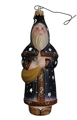 VAILLANCOURT Folk Art Starlight Santa#7  5.25  Tall German Glass Ornament  VTG • $59.99