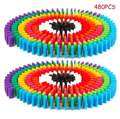 £15.89 • Buy 480pcs Wooden Coloured Tumbling Dominoes Games Kids Children Playset Toy Gift