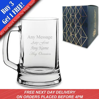 £12.95 • Buy Personalised Engraved Glass Beer Stein, Gift Boxed, Personalise With Any Message
