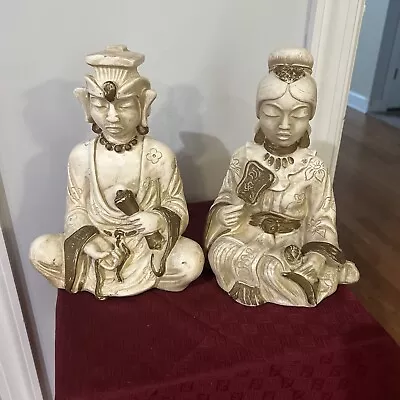 Vintage Pair Of Oriental Statues By Universal Statuary Corp. 1958 • $69