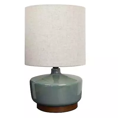 17  Tall Modern Mid-Century Ceramic Table Lamp With Wood Base • $34.55