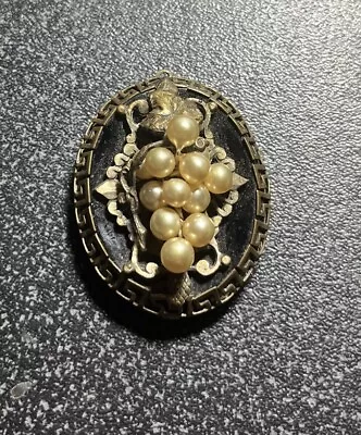 Gorgeous Victorian Mourning Pendant - Gold Seed Pearl & Onyx • $19.99