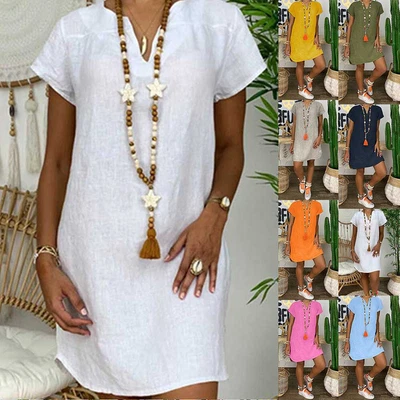 £5.99 • Buy Womens Summer Boho Baggy T-Shirt Dress Long Tops Ladies Beach Sundress Plus Size