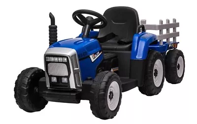 £159.99 • Buy Kids Blue R/C Electric 12V Battery Ride On Tractor And Trailer - Blue