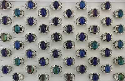 Wholesale Lady Rings Lots 40pcs Oval Change Color Mood Ring Women Alloy Jewelry • $24.99