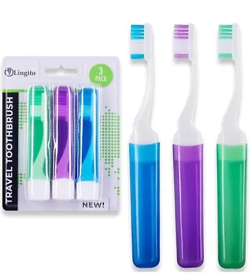 Mini Travel Toothbrush With Cover Camping Portable Bag For Adults (3 Pack) • $15