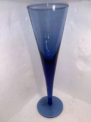 VINTAGE Blue Art Glass Footed Vase Original Sticker SPAIN.. • $18