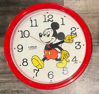 Disney Mickey Mouse 10 Inch Wall Clock Red Lorus Quartz Japan READ • $15