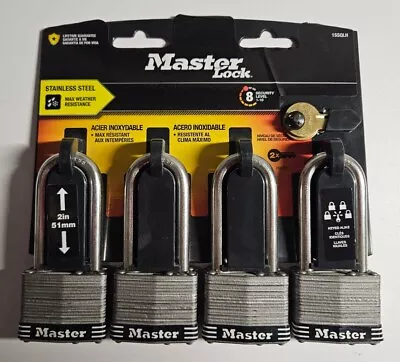 Master Lock 1SSQLH Outdoor Padlock 4 Pack Keyed Alike 1 3/4” Wide 2” Shackle  • $23.80