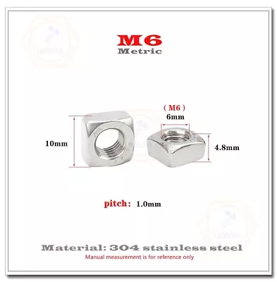 304 Stainless Steel M3 M4 M5 M6 Square Nuts DIN557 • $9.21