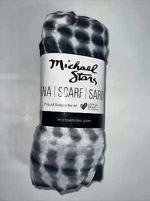 NEW Michael Stars Scarf Sarong Black White Brushed Batik Ruana Tie Dye • $10