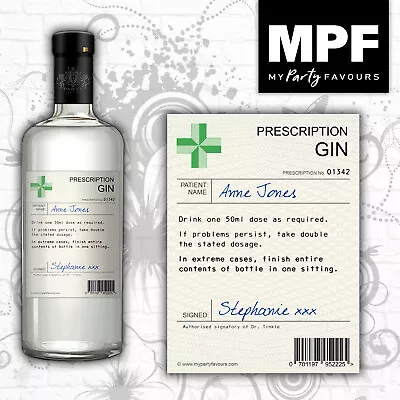 £2.50 • Buy Personalised Birthday Prescription Bottle Label - Wine Gin Vodka Whisky Prosecco