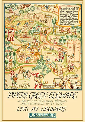 VINTAGE POSTER Pipers Green Edgware London Underground Train Advert Print A3 A4 • £5.99