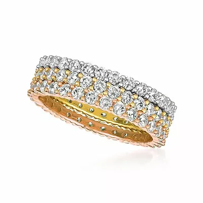 CRISLU Cubic Zirconia Stunning Tri Color Set Of Stackable Rings -NWT- Sz 8- 6mm • $127