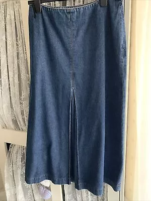 Hobbs Long Denim Pleated Front Skirt Size 12 VGC • £8.50