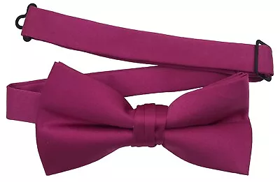 Men's Bow Tie Quality Clip On Adjustable Neck Band Satin Solid Pattern Colors • $6.49