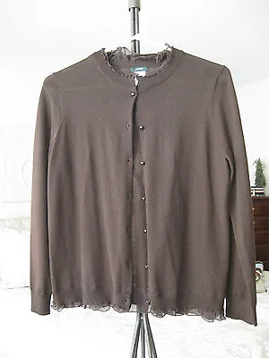 Jcrew Pre-owned Tartine Cardigan Ruffle Merino Wool Sweater #96527 Brown M • $65.99