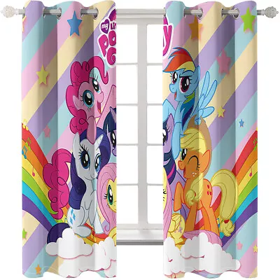 Gilrs My Little Pony Cartoon Bedroom Curtain Ring Blackout Door Decor UV Protect • £63.24