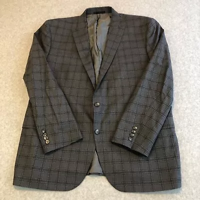 KENNETH COLE Blazer Mens 48 R Suit Jacket Sport Coat Gray Plaid 2 Button • $33