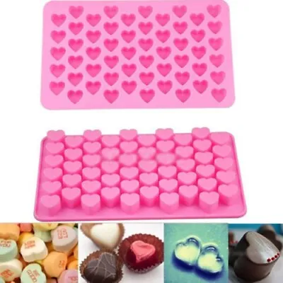 Silicone 55 Heart Cake Chocolate Cookies Baking Mould Ice Cube Soap Mould Tray • £2.29