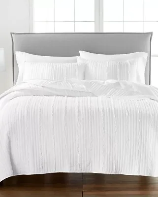 MARTHA STEWART COLLECTION Textured White Stripe Quilt Twin Created For Macy's • $99.99