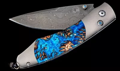 William Henry Spearpoint Woodland Titanium Blue Topaz Pocket Knife B12 Woodland • $1100