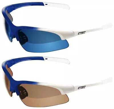 2 Maxx Domain Riding Glasses Blue White Frame W Polarized Smoke Amber Lens • $39.99