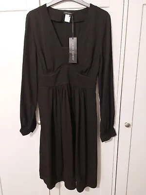 Laura Clement Size 10 Black Long Sleeved Fit And Flare Dress New With Tags... • £2.50