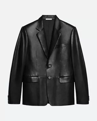 Korean Style Two Button Blazer Genuine Black Soft Lambskin Leather Formal Coat • $189