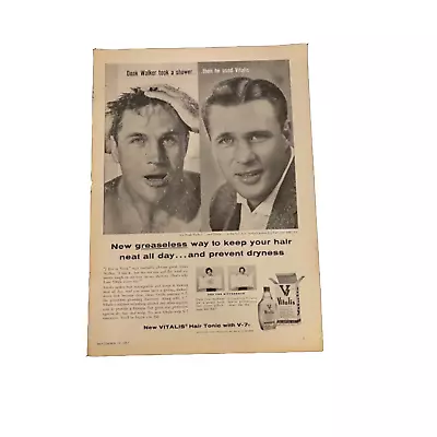 1957 Vitalis Hair Tonic Vintage Magazine Print Ad • $7