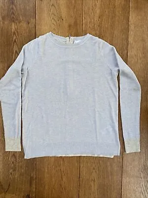 THE WHITE COMPANY Pale Blue & Grey Jumper With Back Zip Size 10 • £10.50