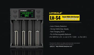 Liito Kala S4 LCD Battery Charger Ni-MH 1.5V Lithium 3.2V 3.6V 3.7V Batteries • £17.49