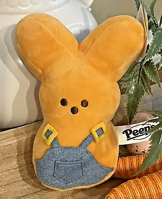 PEEPS Marshmallow Scented Mini Plush 6  Sherbet Orange Bunny With Overalls S34 • $14