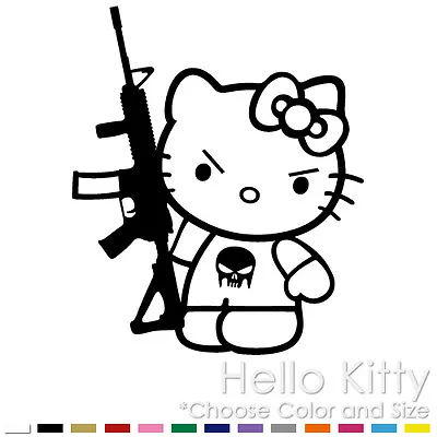 Angry Kitty With Machine Gun Car Window Laptop Vinyl Decal Sticker (hk-18) • $4.50
