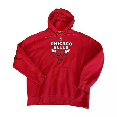 Chicago Bulls Basketball Red Hoodie Sweatshirt Mens 44  Chest Vintage Majestic • $30