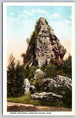 Mackinac Island Michigan~Sugar Loaf Rock~90' Cone Shaped Rock~Vintage Postcard • $3.70