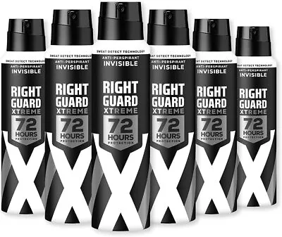 £17.68 • Buy Right Guard Mens Deodorant Xtreme Invisible 72H High-Performance 6 X 150 Ml