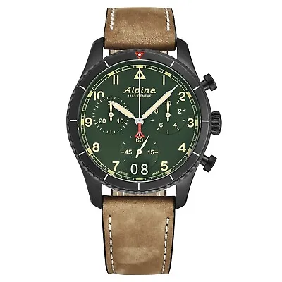 Alpina Men's Startimer Pilot Chronograph Green Dial Watch AL-372GR4FBS26 • $962.98