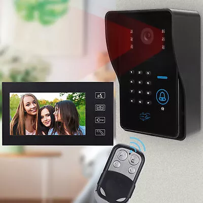 7in Video Door Phone Wired Access Control Doorbell Kit Home Intercom System NGF • $154.82