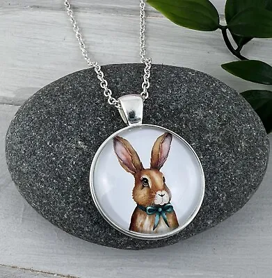 £4.99 • Buy Bowtie Hare Bunny Rabbit Silver Plated Necklace New In Gift Bag Easter Present